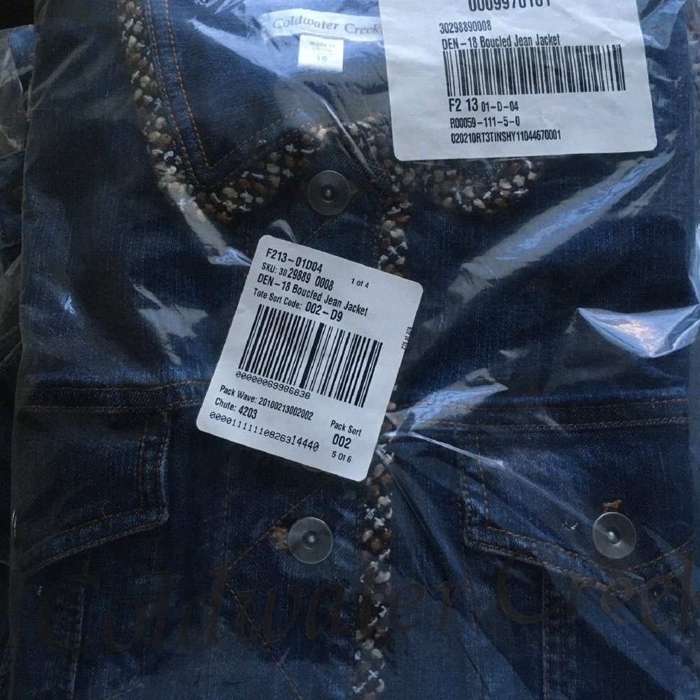 nwt Coldwater Creek Long Sleeve Denim Jacket with Boucle Fringe in Women's Sz 18 - Picture 4 of 6